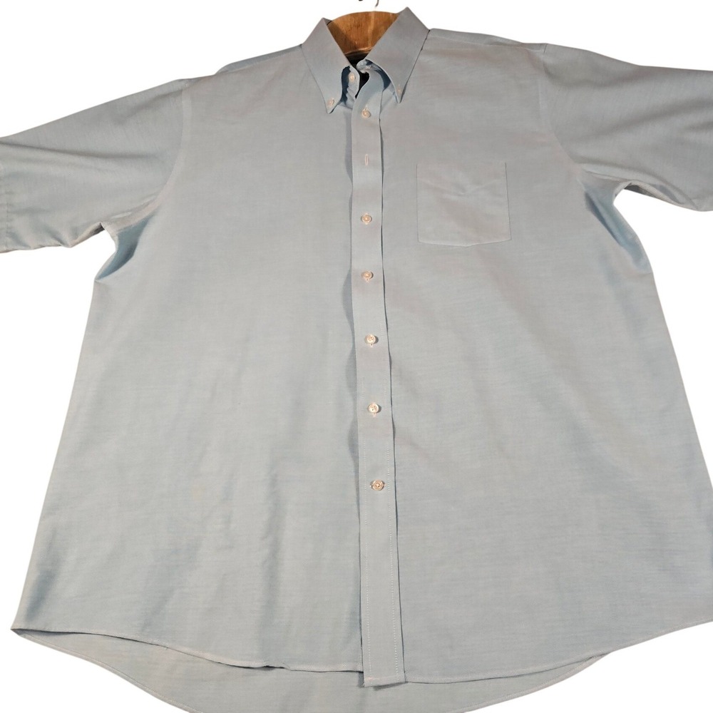 Stafford Essentials Mens Light Blue Short Sleeve Oxford Shirt Regular Fit‎ 18
